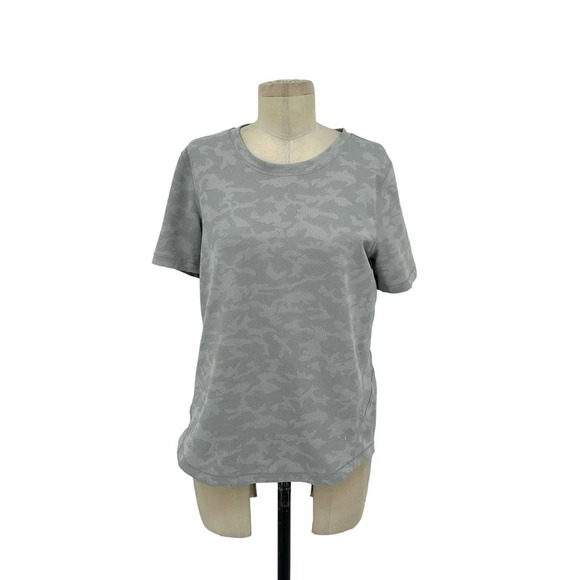 Lululemon Long Distance Short Sleeve Incognito Camo SSL Silver Size 8‎ - Picture 1 of 6